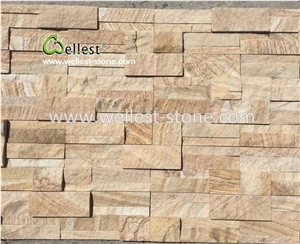Yellow Wood Sandstone Walling Culture Stone Veneer for Siding