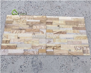 Yellow Wood Sandstone Walling Culture Stone Veneer for Siding