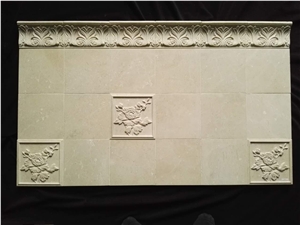 Crema Marfil Beige Marble Engraved & Polished Wall Tiles