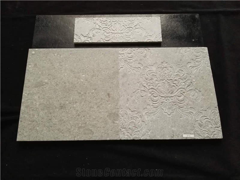 Engraved & Polished 3d Shangri La Grey Marble Wall Tiles -Medium