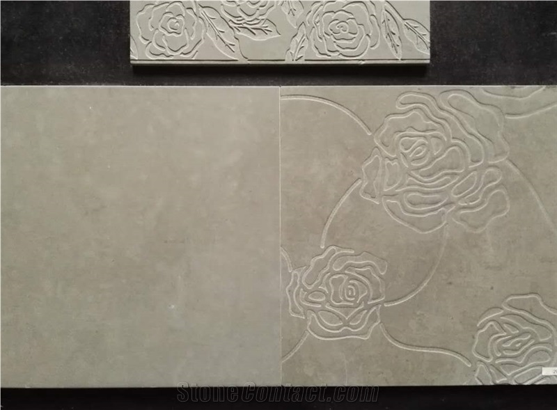 Niya Grey Limestone Polished Etching & Engraved Wall Tiles -Peony