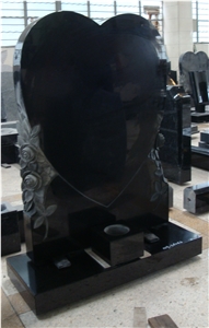 Chinese Black Tombstone & Monument Memorial with Sculptures