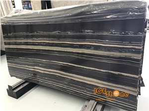 Black Marble with Wooden Natural Stone/A Grade White Straight Vein
