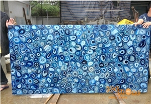 Blue Agate Semi Precious Panels Gemstone Polished Slab&Tiles for Wall