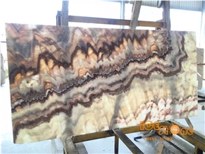 China Colorful Onyx,Bookmatch,Pervious to Light,Tv Background Slab,