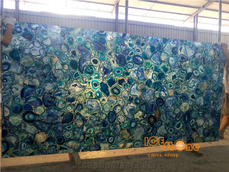 Semiprecious Stone Blue Agate/Perfect Transparency Slabs&Tiles Compose