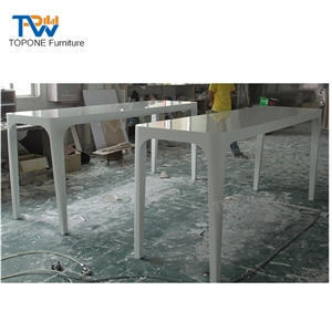 High End Restaurant Artificial Marble Gloss Dining Table and Chairs