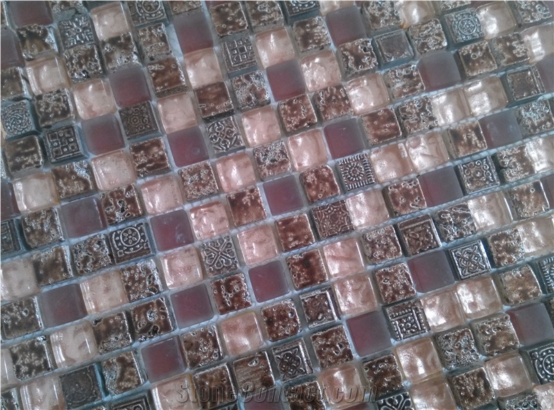 Bda Series Classical Glass Mix Marble Mosaic Wall Tile