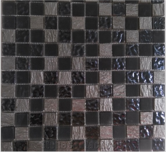 Bda Series Glass Mix Resin Man-Made Stone Mosaic Tile