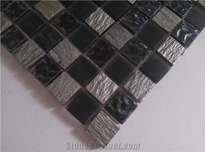 Bda Series Glass Mix Resin Man-Made Stone Mosaic Tile