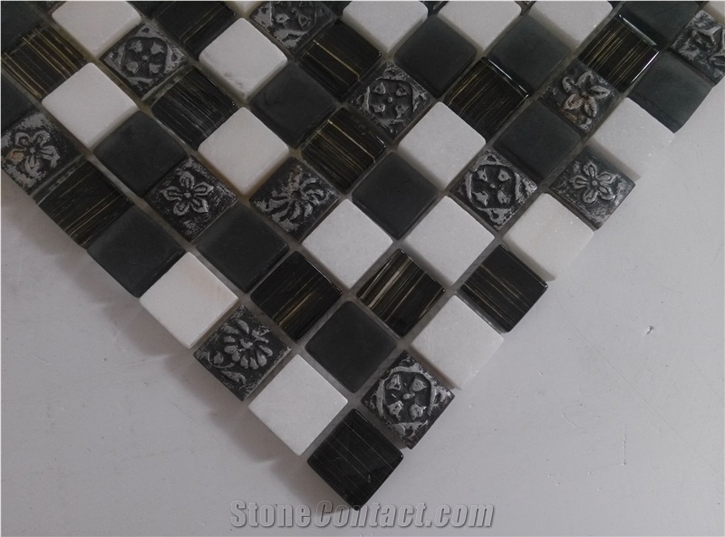 Bda Series Marble Mix Glass Mosaic