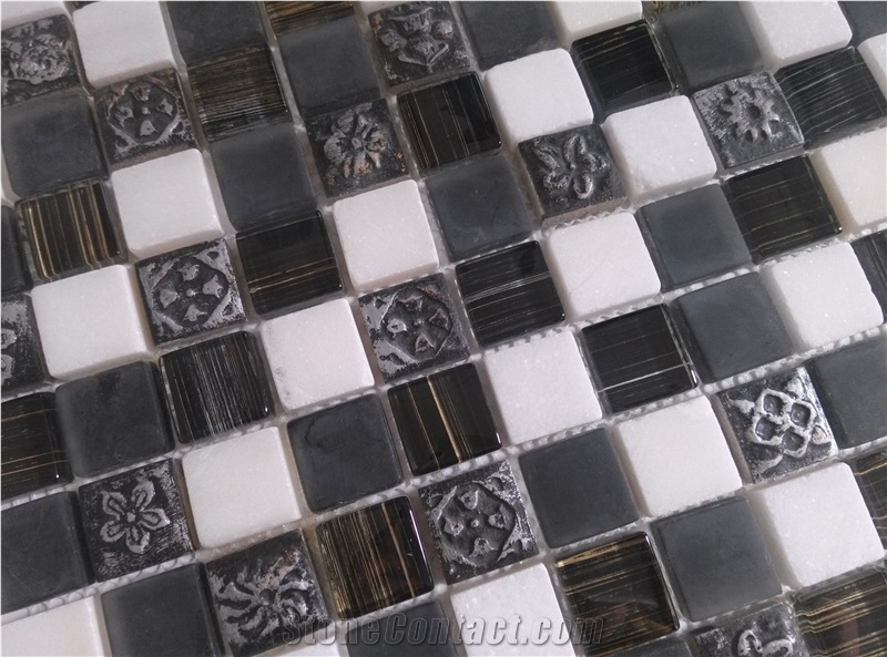 Bda Series Marble Mix Glass Mosaic