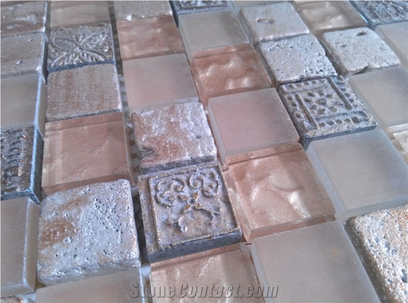 Bda Series Mosaic Tile-Crystal Glass,Marble,Man-Made Stone
