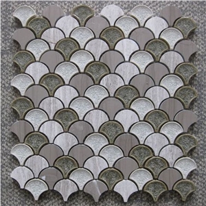Crushed Crackle Ceramic Glass Mosaic Tile Fan