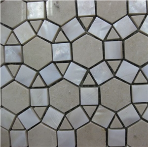 Flower Pattern Shell Mix Marble Mosaic Tile