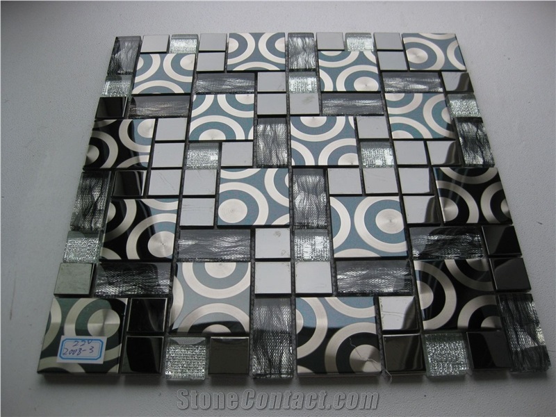 Mirror Mix Metal Mosaic Tile-Glass,Mirror,Stainless Steel Mixed