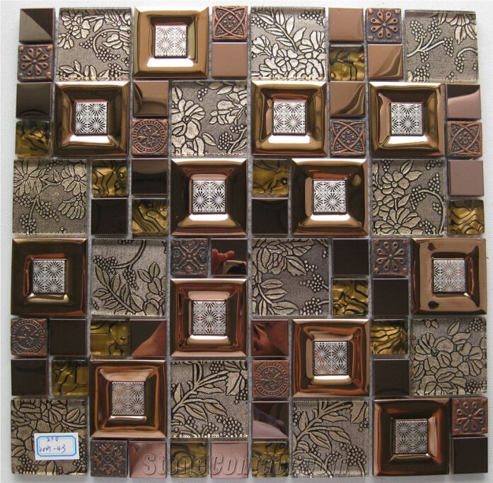 Stainless Steel Mix Glass Mosaic Wall Tile