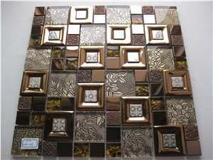 Stainless Steel Mix Glass Mosaic Wall Tile