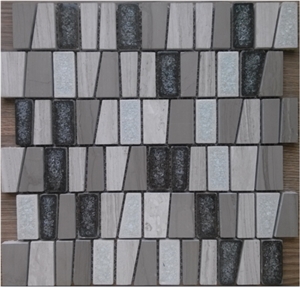 Trapezoid Crackle Glass Mix Marble Mosaic Tile