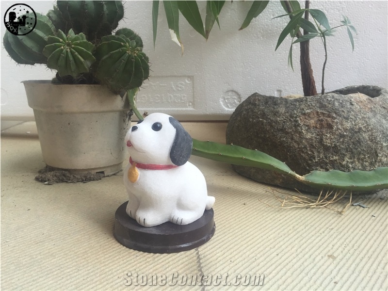 Alabastro Scaglione Alabaster,Lucky Dog,Small Cute Dog Sculpture,Gifts