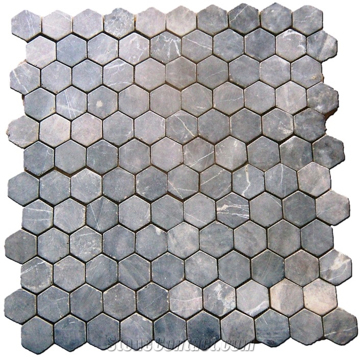 Bagus Natural Stone - Grey Marble Natural Stone Hexagonal 6x6cm