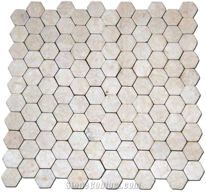 Bagus Natural Stone - White Marble Natural Stone Hexagonal 6x6cm Mosaic