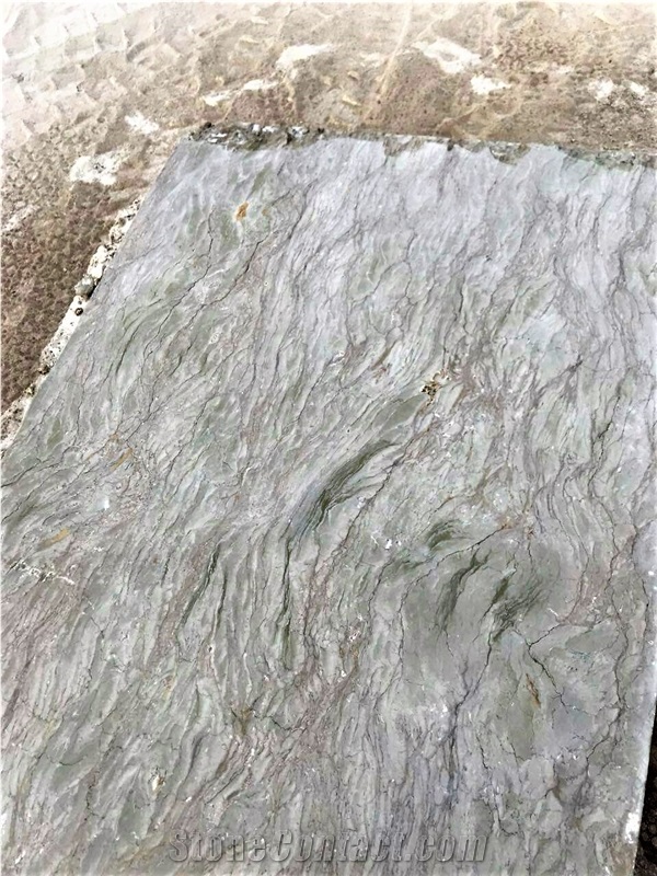 Green Feather Marble Block, Iran Green Marble
