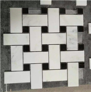 White and Black Marble Mosaics Tiles Medallion Wall Floor Decoration