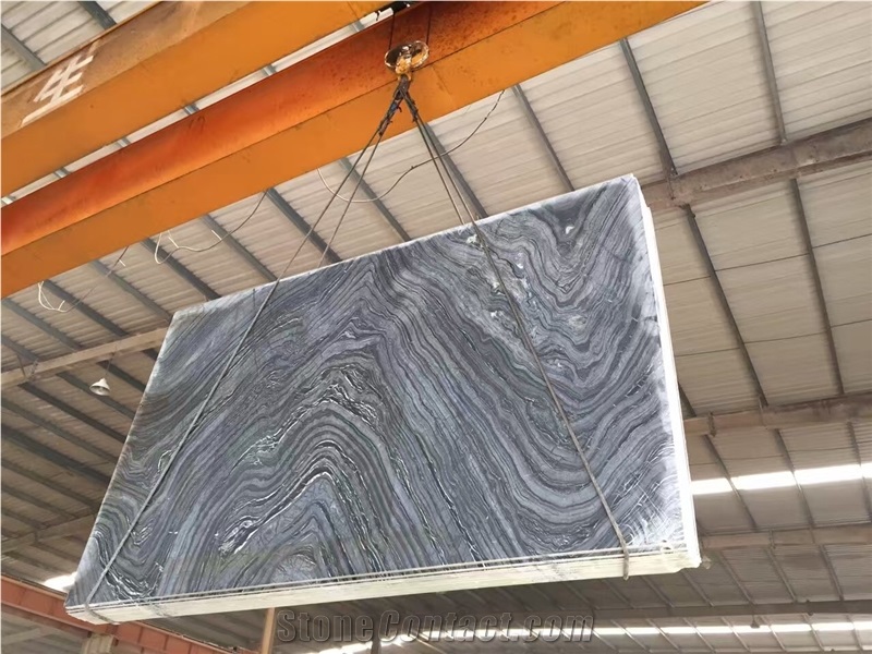 Silver Wave/Black Wooden Vein Marble Slabs&Tiles Bookmatching/Patterns
