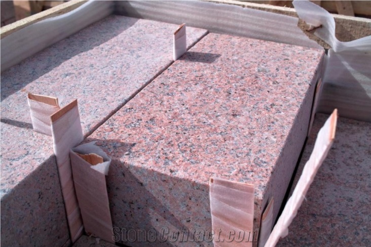 G386 Red Granite Cubes Paving Stone Flooring Tile Design