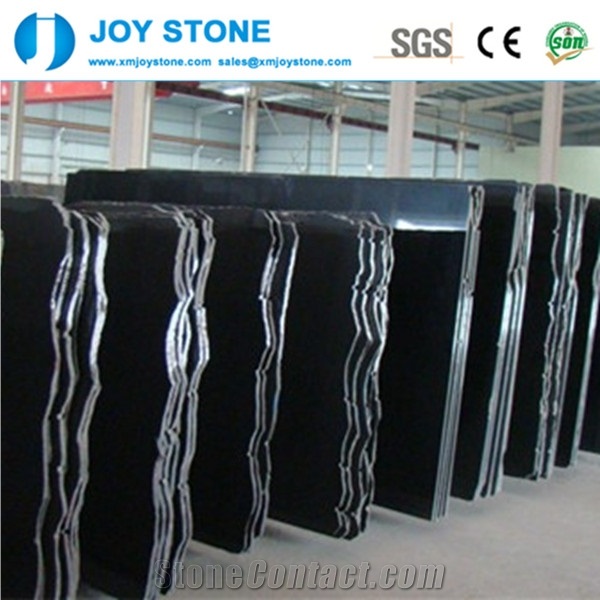 China Supreme Black Shanxi Granite Polished Big Slabs Floor Wall Tiles