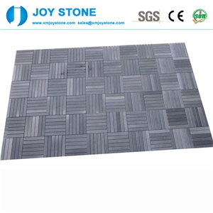 Dark Gray Strip Hexagon Basalt Mosaic Floor Tiles for Pavement