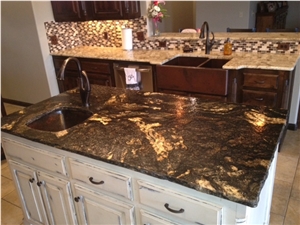 Exotic Granite Kitchen Countertop with 60/40 Stainless Steel 16 Gauge
