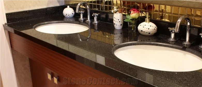 Black Galaxy Granite Bathroom Counter Top, Vanity Top
