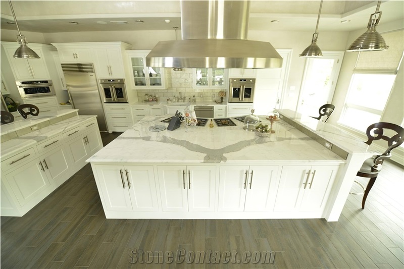 White Statuary Marble Kitchen Countertops
