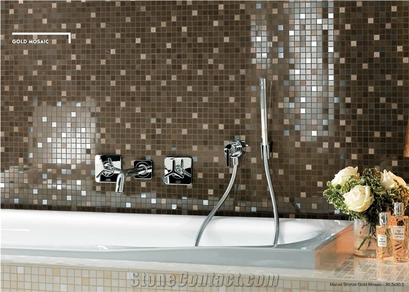 Atlas Concorde Marvel Bronze Gold Glass Mosaic 30 5x30 5