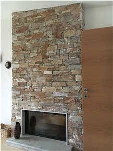 Gneiss Stacked Wall Cladding Fireplace Surround