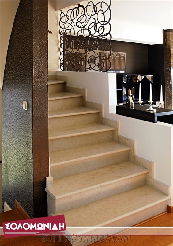 Perlato Beige Marble Staircase