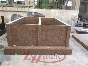 Granite Grey Black Flat Top Two Crypt Vertical Family Mausoleum