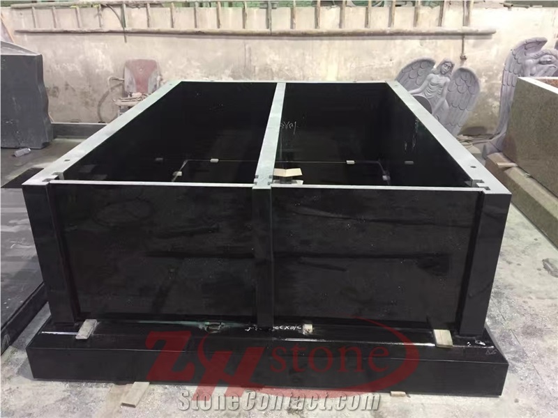 Polished Granite Shanxi Black and G603 Roof Top One Crypt Mausoleum