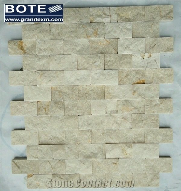 Beige Botticino Natural Cleft Marble Mosaic Medallion Wall Decoration