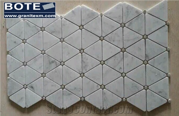 Nero Marquina and White Basketweave Marble Mosaics Tile