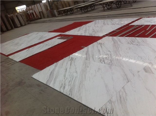 Greece White Volakas Marble Tiles Panel Interior Floor Covering Paving