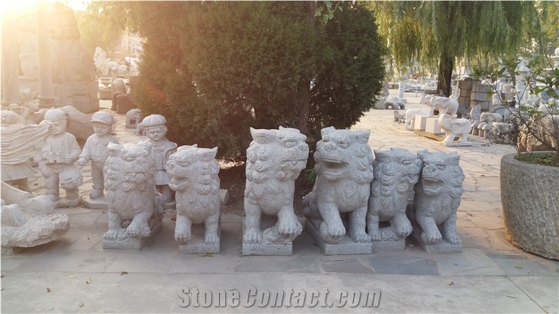 Granite Animal Sculptures,Garden Statues Marble,Carved Stone Lions,Dog