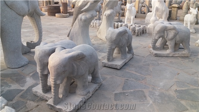 Granite Animals Sculpture&Statues, Carving Stone Elephent, Hand Carved