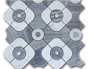 Natural Marble Mosaics, Waterjet Mosaic Tiles on Mesh,Pattern,Wall