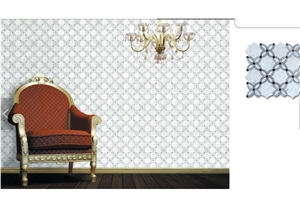 Waterjet Pattern Marble Mosaic Tiles on Mesh for Wall/Floor/Backsplash