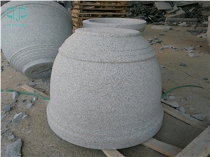 G603 Luner Pearl Grey Granite Round Garden Flower Pot,Natural Stone