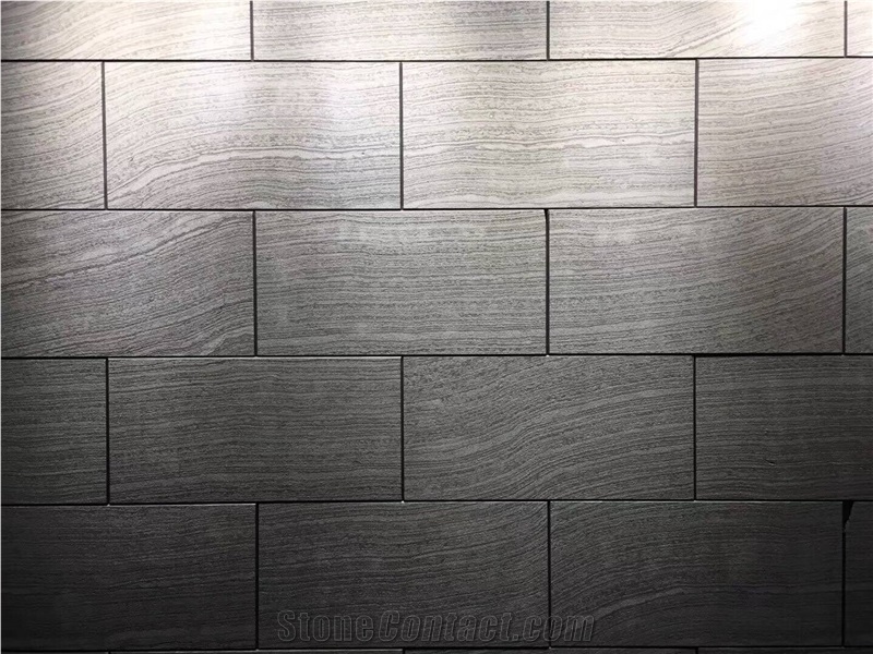 Flamed Black Wooden Vein Marble Tile Wall Panel Cladding Exterior Deco