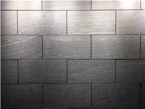 Flamed Black Wooden Vein Marble Tile Wall Panel Cladding Exterior Deco